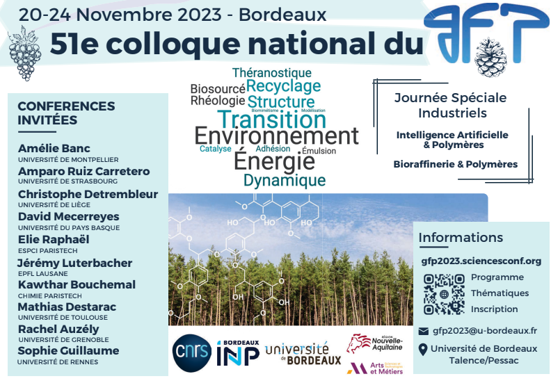 Retrouvez-nous au 51e colloque national du GFP - 20 au 24 novembre 2023 - Bordeaux